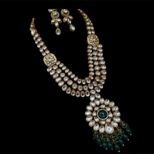 JEMTL1928 Threaded Lights Collection Heritage Kundan Stone And Pearl Designer Long Necklace