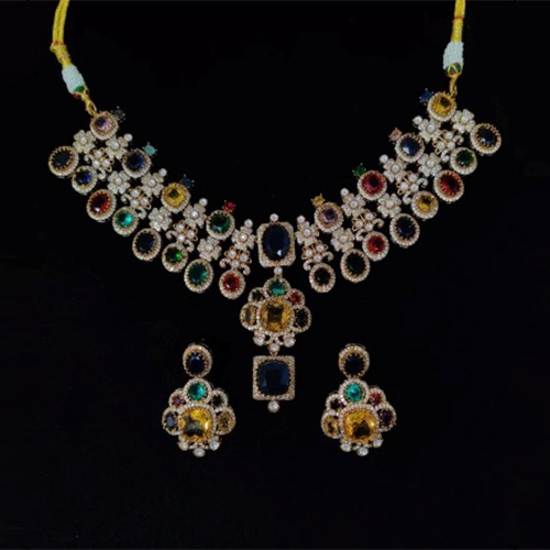 JEMTL1936 Threaded Lights Collection Traditional Polki Kundan And Austrian Stone Necklace