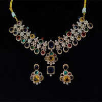Jemtl1936 Threaded Lights Collection Traditional Polki Kundan And Austrian Stone Necklace