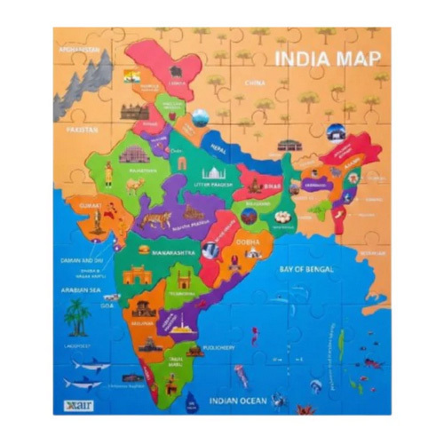 बच्चों के लिए भारत का मानचित्र पजल साथ में फ्लैश कार्ड्स के साथ