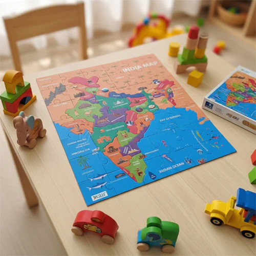 India Map Puzzle for Kids with Flash Cards