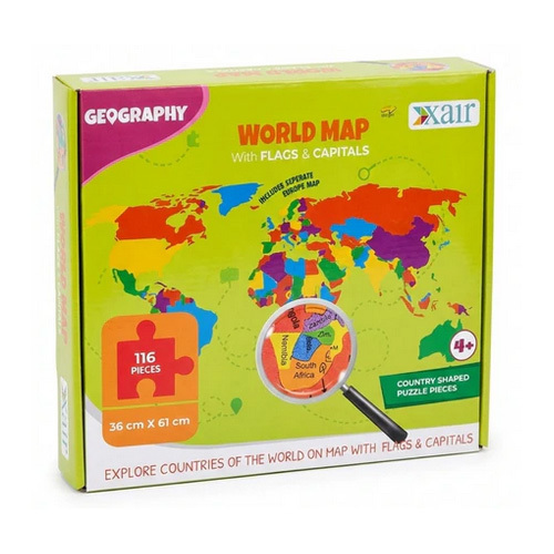 EVA Foam World Map Puzzle for Kids with Flags