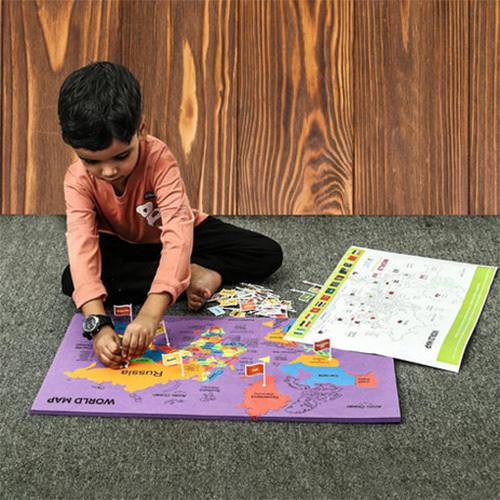 EVA Foam World Map Puzzle for Kids with Flags