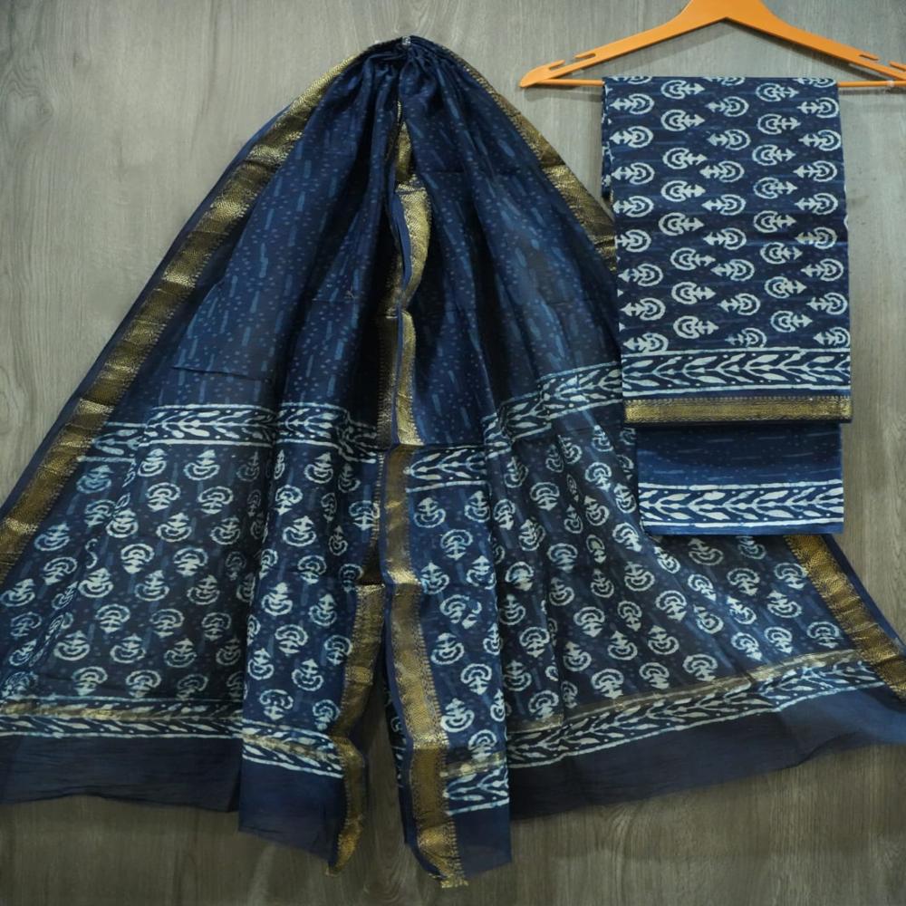 Maheshwari Silk Suit - Color: Blue