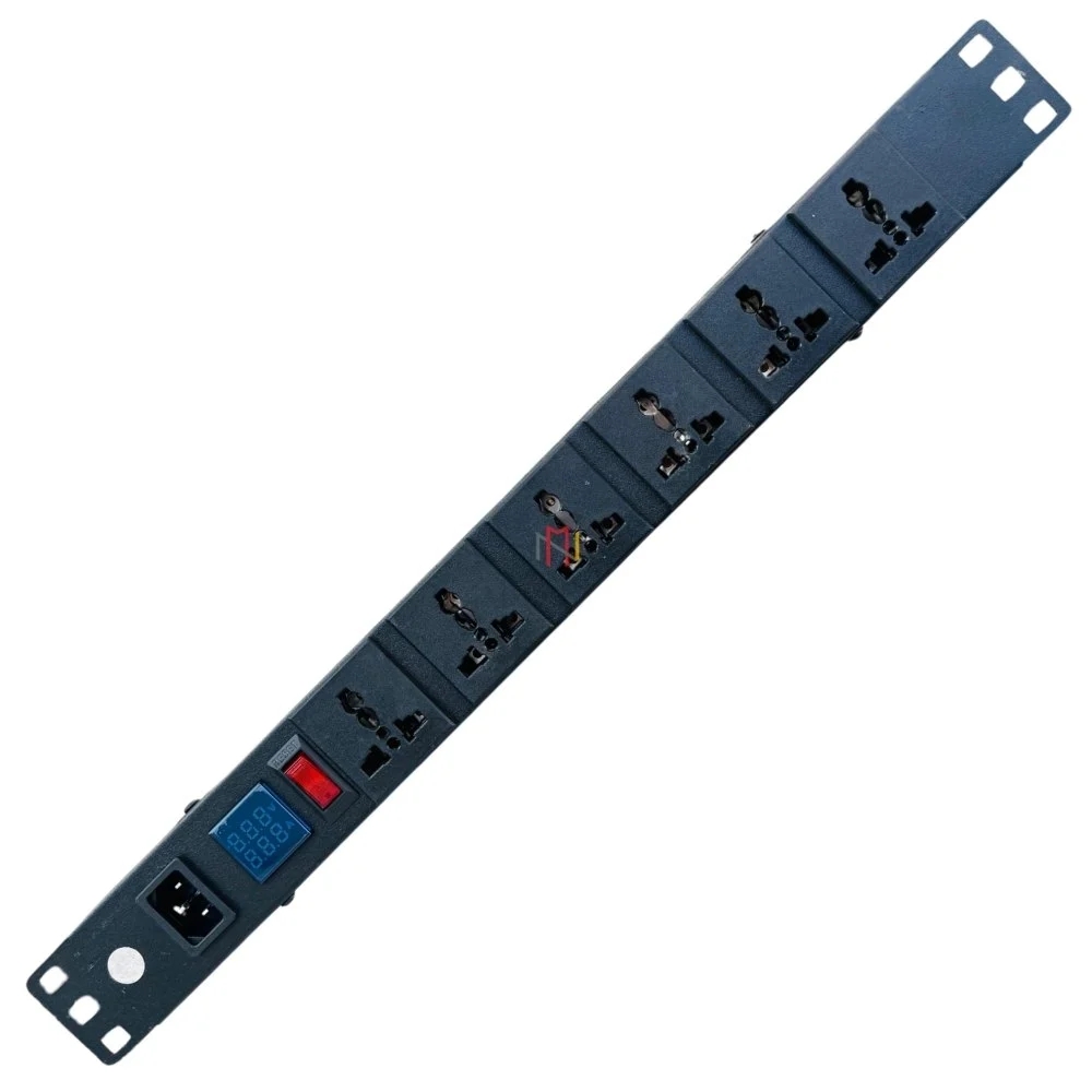 6 Universal Socket Power Distribution Unit (PDU) With Display Meter