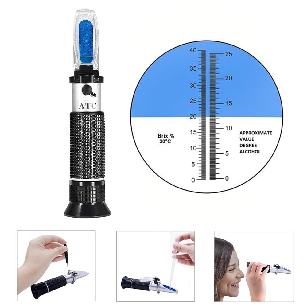 True Sense 0-40% Brix 0-25% Alcohol Dual Scale Refractometer For Winemakers Grape Wine Suga, RHB-40