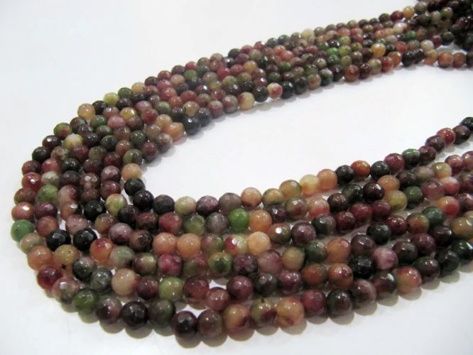 Natural Genuine Ruby Zoisite Round Faceted Beads Size 6mm Size Strand 8 inches