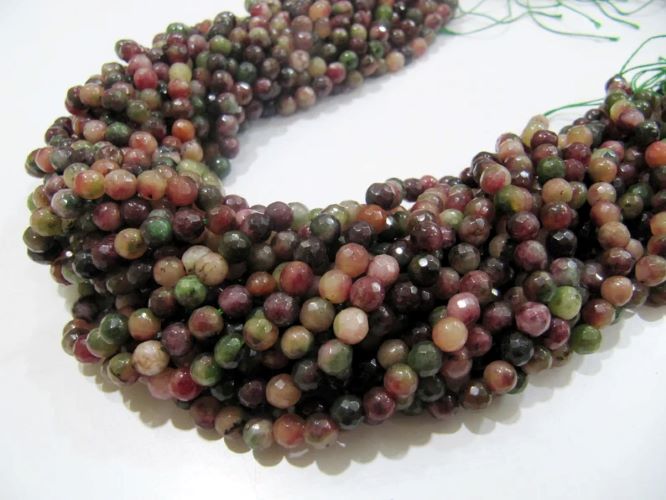 Natural Genuine Ruby Zoisite Round Faceted Beads Size 6mm Size Strand 8 inches