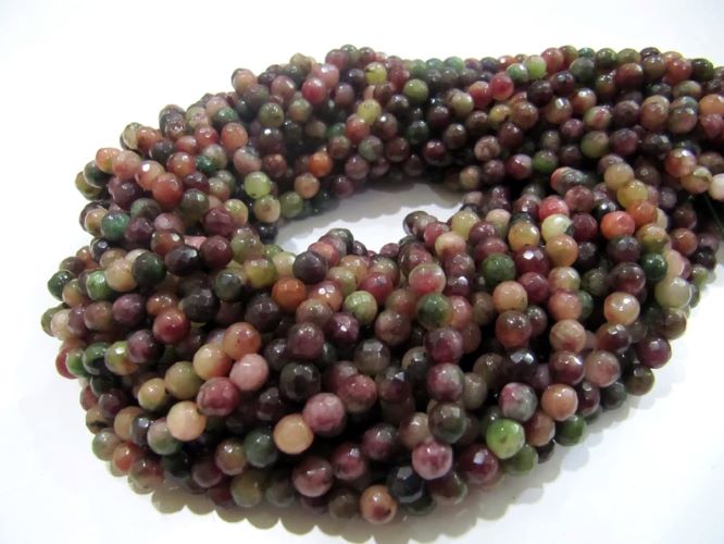 Natural Genuine Ruby Zoisite Round Faceted Beads Size 6mm Size Strand 8 inches