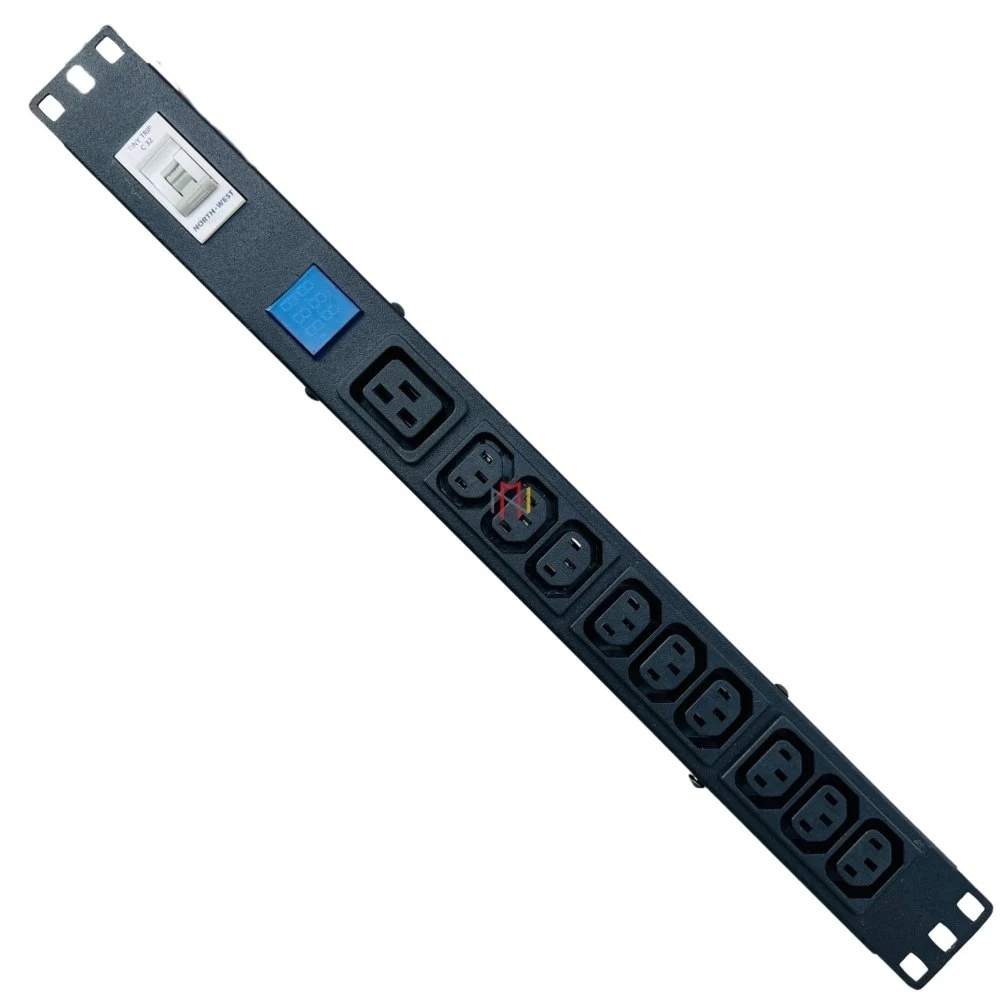 C19 1 & C13 9 Socket Power Distribution Unit (PDU) With Display Meter