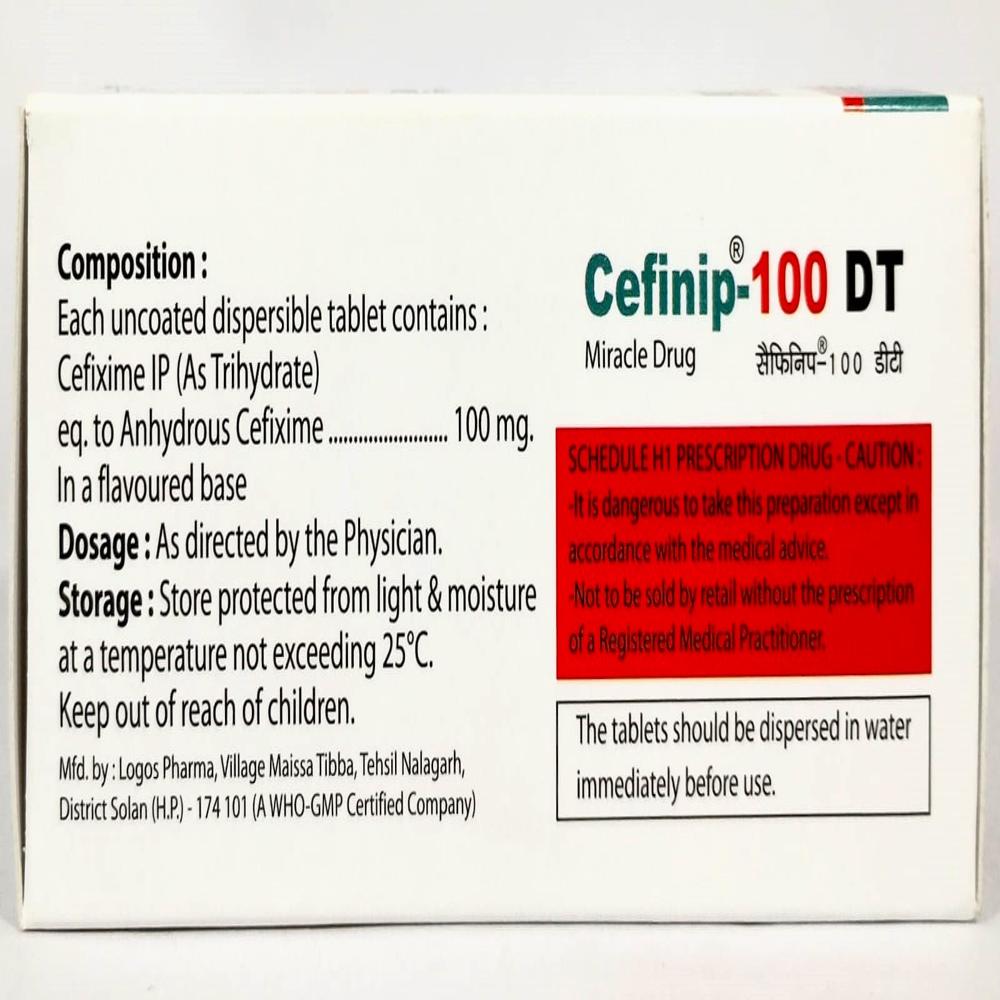 Cefinip 100dt Tablets - Drug Type: General Medicines