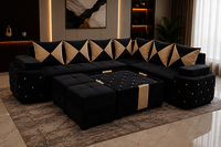 9 Seater Customized Sofa - Solid Sheesham Wood, 350x260x85cm, Custom Colors | Modular L-shaped, Fire Retardant Fabric, Ergonomic Cushions