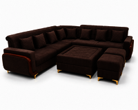 Corner Head Rest Imported Fabric Sofa - Color: Grey With Dark Detailing