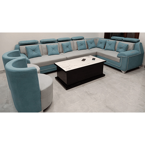 Leather Fabric Corner Sofa Set