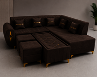 7 Seater Sofa Set - Color: Grey And Brown Hybrid