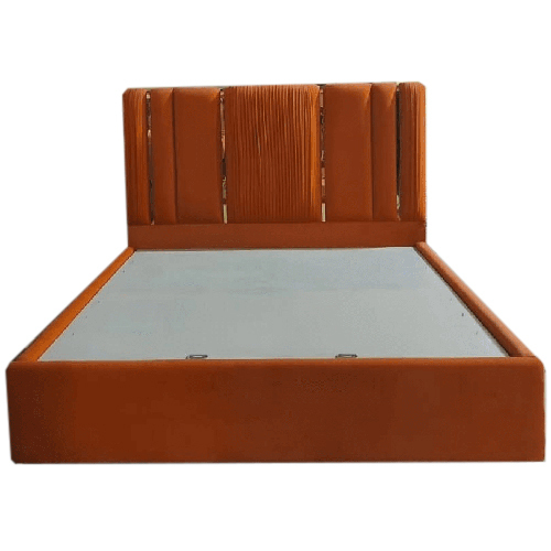 6 Feet Mosha Fabric 19 Mm Ply King Size Bed - Color: Grey And Beige