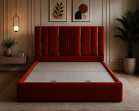 6 Feet  Mosha Fabric 19 Mm Ply King Size Bed - Color: Grey And Beige
