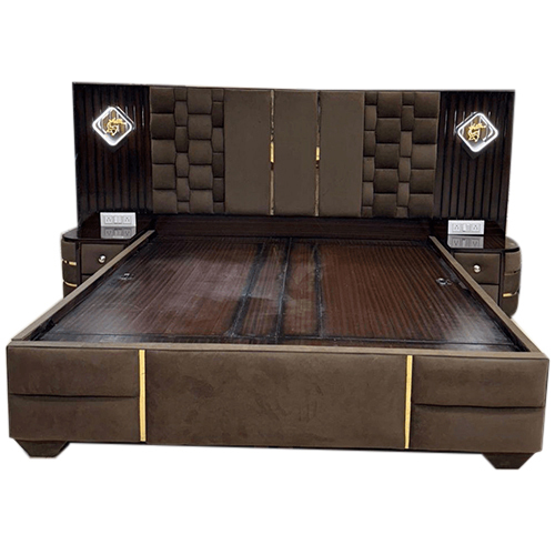 9 Feet 19 Mm Ply King Size Bed - Color: Natural Wood Finish