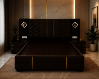 9 Feet 19 Mm Ply King Size Bed - Color: Natural Wood Finish