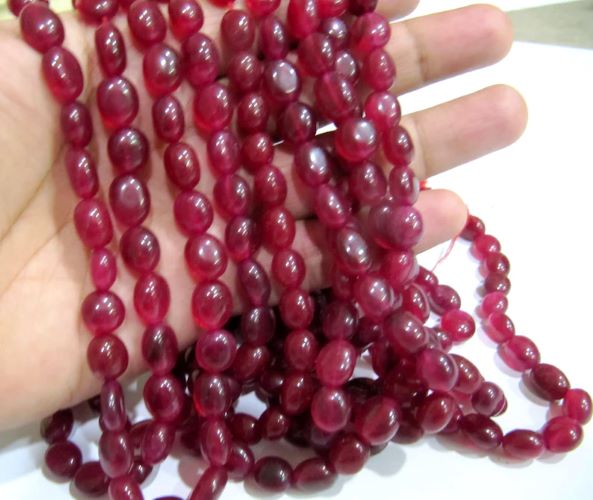 Dyed Ruby Quartz Plain Smooth Nugget Tumbled Shape 10 to 15 mm Size Beads Strand 15 inches long