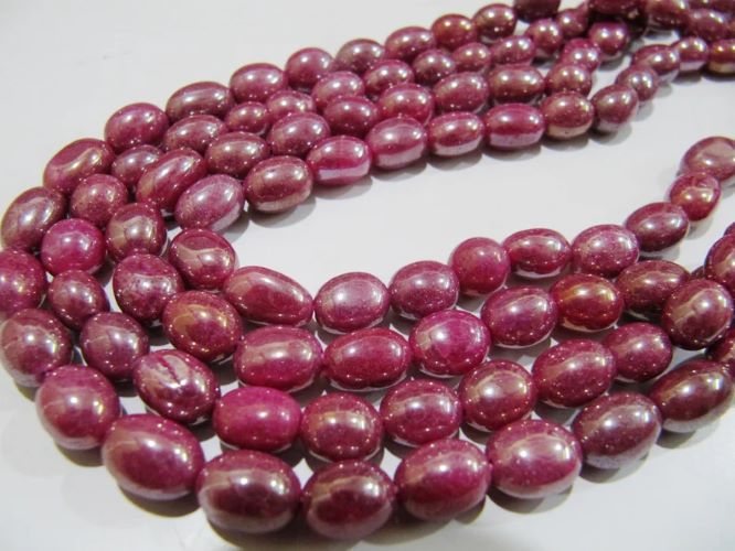 Dyed Ruby Quartz Oval Plain Smooth Beads 8 to 10mm Strand 8inch long Beads