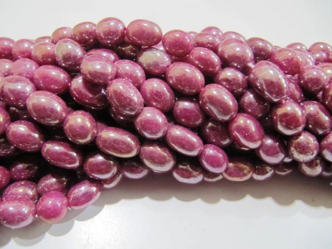 Dyed Ruby Quartz Oval Plain Smooth Beads 8 to 10mm Strand 8inch long Beads
