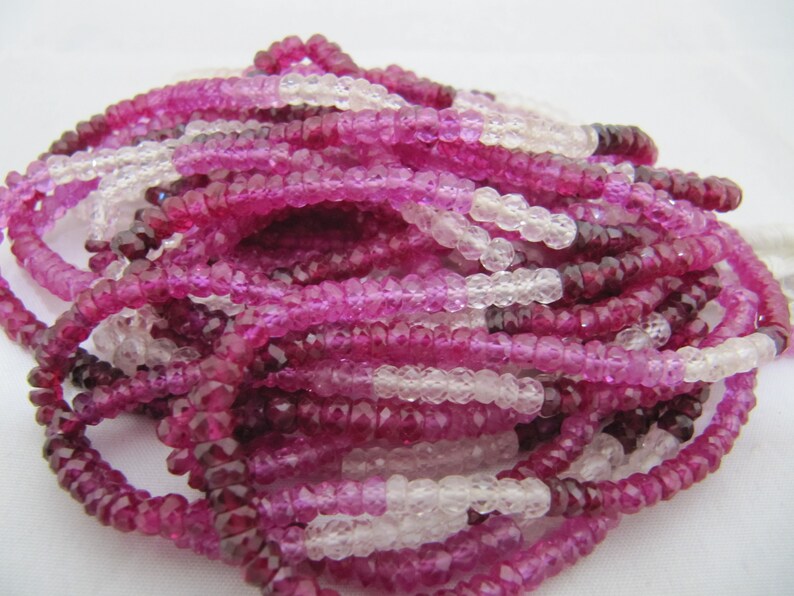 Multi Color Ruby 3mm To 4mm Rondelle Faceted Beads Strand 13-14 Inches Long
