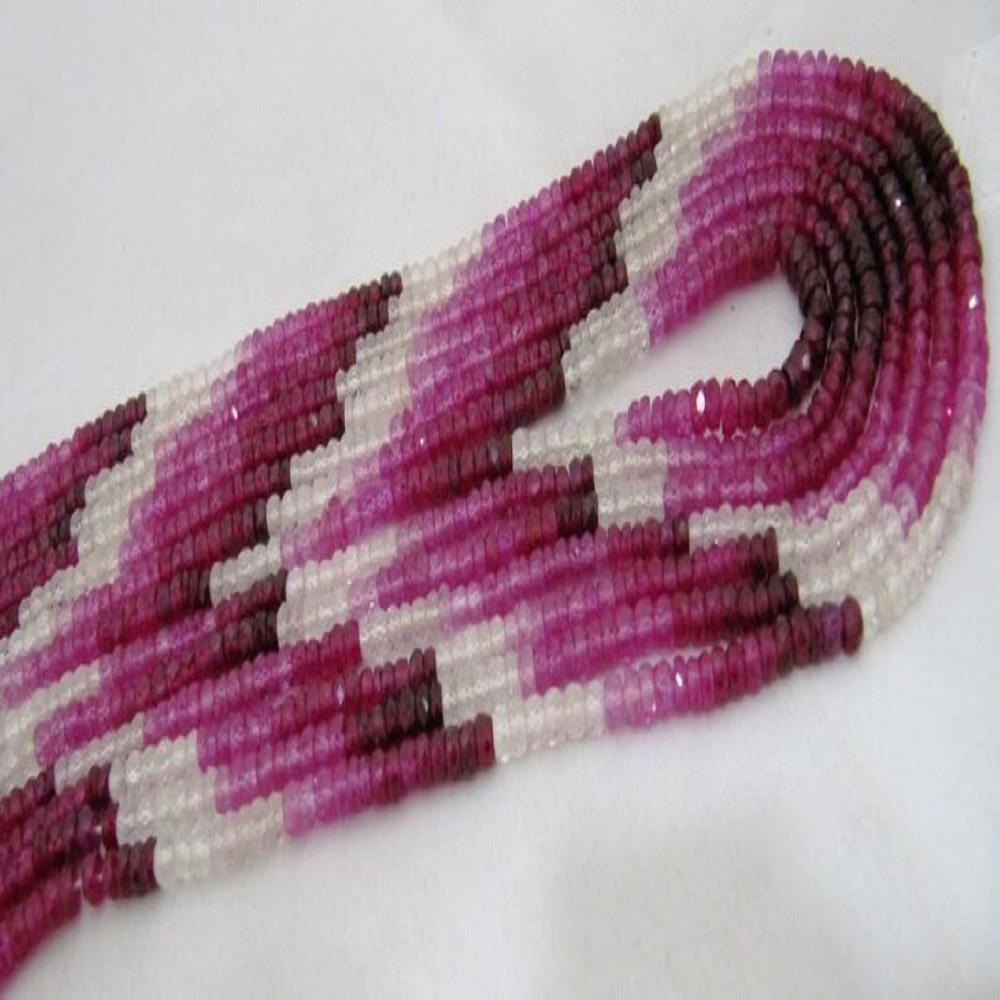 Multi Color Ruby 3mm To 4mm Rondelle Faceted Beads Strand 13-14 Inches Long