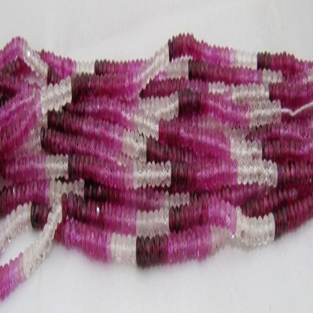 Multi Color Ruby 3mm To 4mm Rondelle Faceted Beads Strand 13-14 Inches Long