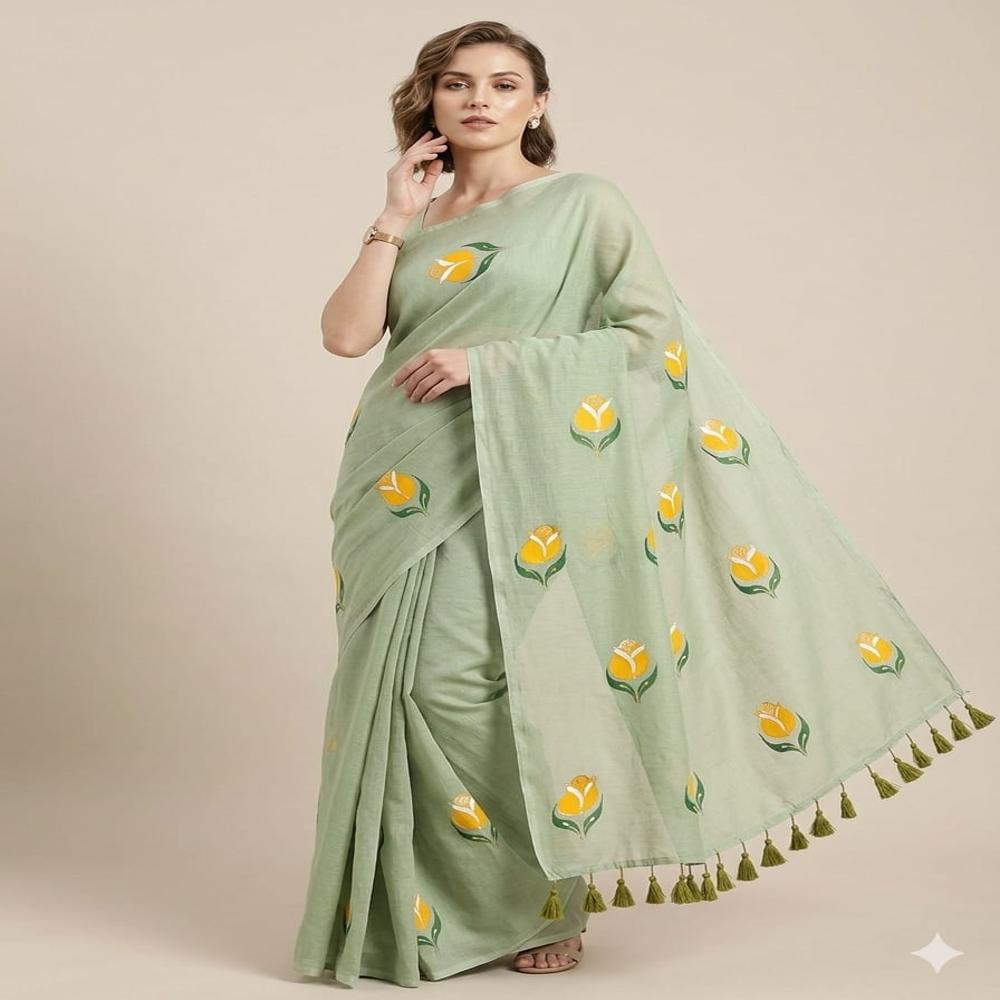 Hand Print Saree