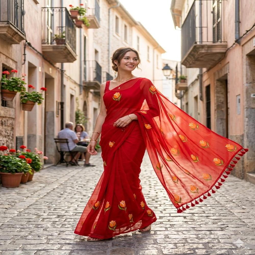 Hand Print Saree