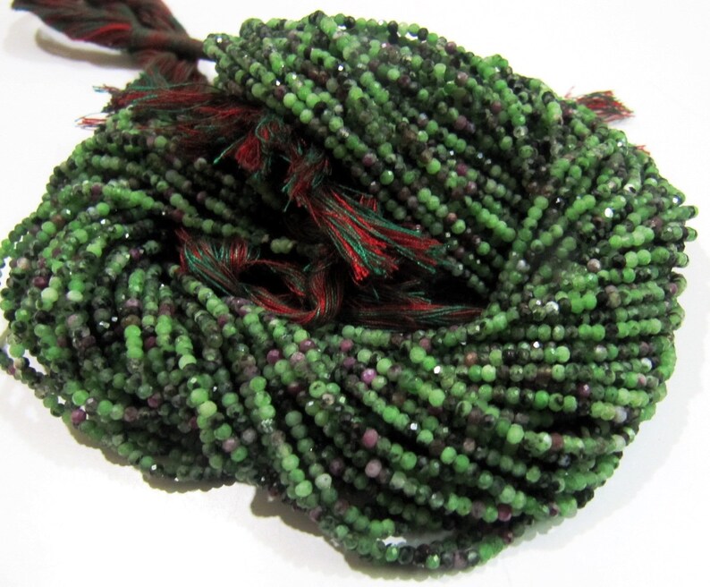 Natural Genuine Ruby Zoisite Rondelle Faceted Beads Size 2-2.5mm Size Strand 13 inches Gemstone Beads