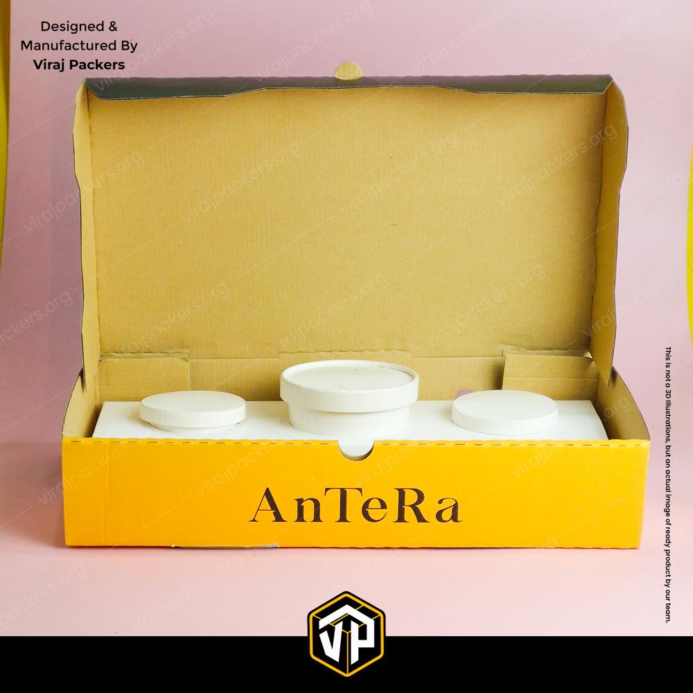 Premium Corrugated Dosa Packaging Box with Inside Dips Compartment USA Export Quality