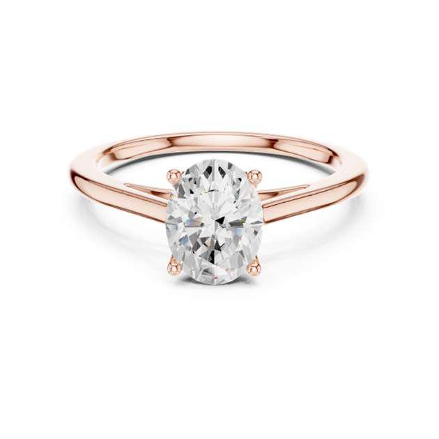 Six-Prong Round Brilliant Diamond Pave Engagement Ring in Rose Gold
