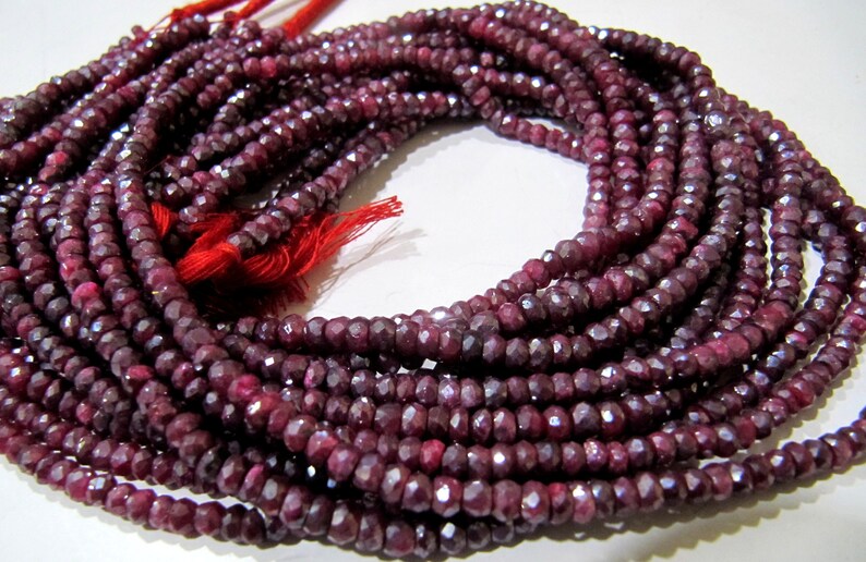 Natural Ruby Silverite Rondelle Faceted 4-5mm Size Gemstone Beads strand 13 Inches Long