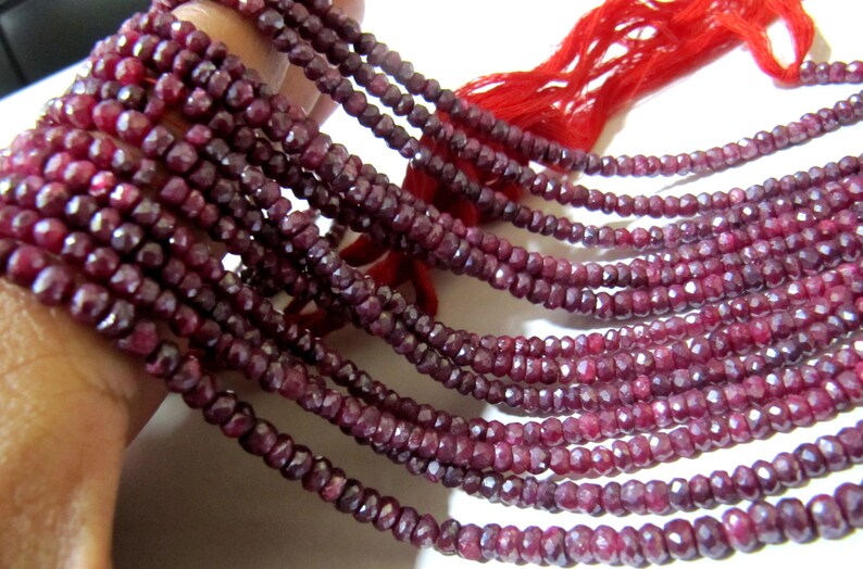 Natural Ruby Silverite Rondelle Faceted 4-5mm Size Gemstone Beads strand 13 Inches Long