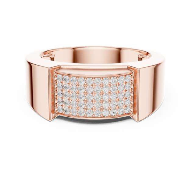 Men's Micro-Pave Diamond Shield Band in Rose Gold