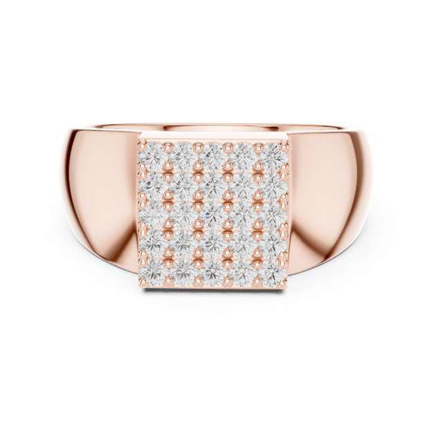 Men's Micro-Pave Diamond Shield Band in Rose Gold