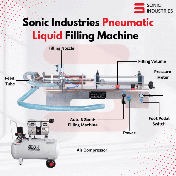 Penumatic liquid filling machine Single head 10 to 100ml