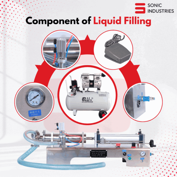 Penumatic liquid filling machine Single head 10 to 100ml