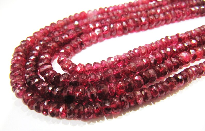 Natural Ruby Red spinal Rondelle Faceted top Quality 3.5 to 4.5mm Beads Sold Per strand 8 inches Long