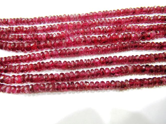 Natural Ruby Red spinal Rondelle Faceted top Quality 3.5 to 4.5mm Beads Sold Per strand 8 inches Long