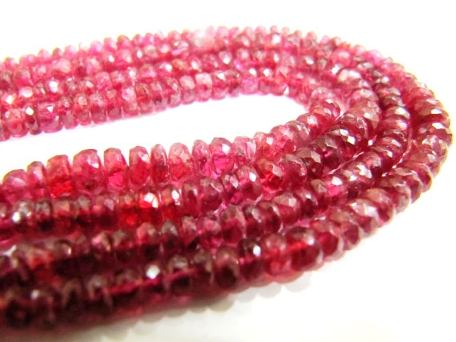 Natural Ruby Red spinal Rondelle Faceted top Quality 3.5 to 4.5mm Beads Sold Per strand 8 inches Long