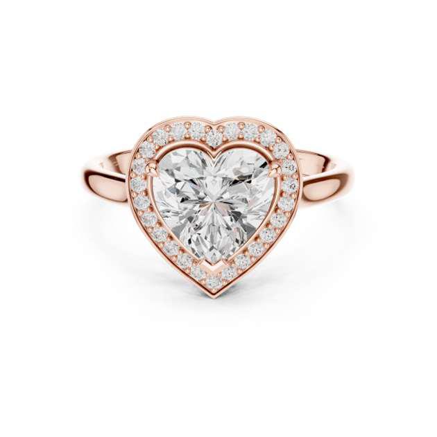 Heart-Cut Halo Engagement Diamond Ring in Rose Gold