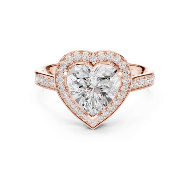 Heart-Cut Halo Engagement Ring in Rose Gold