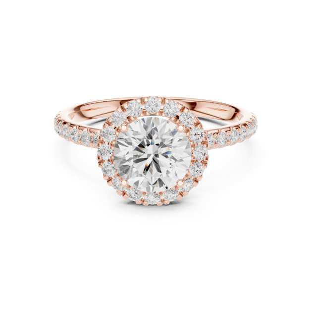 Heart-Cut Halo Engagement Ring in Rose Gold