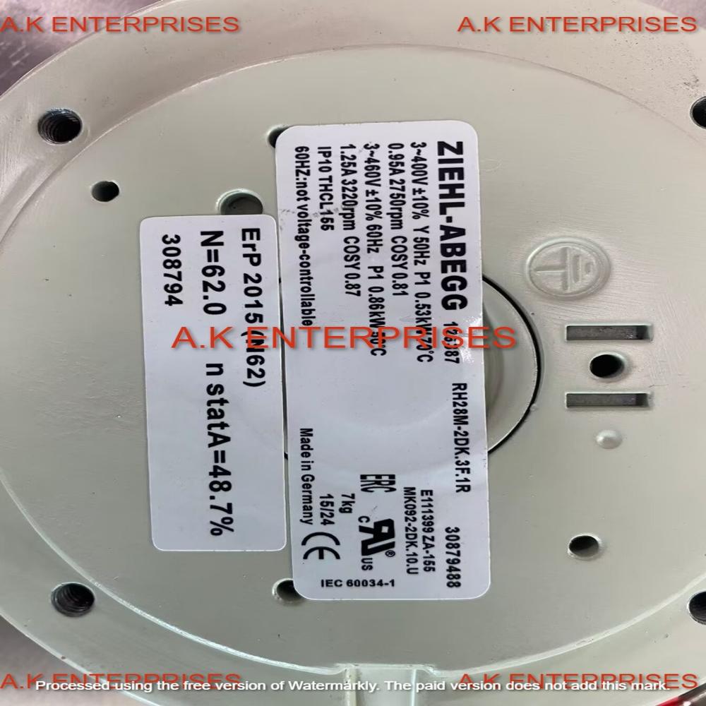 ZIEHL-ABEGG RH28M-2DK.3F.1R 400V AC BALL BEARING Free Standing Mounting Aluminum Blade Ac Motor