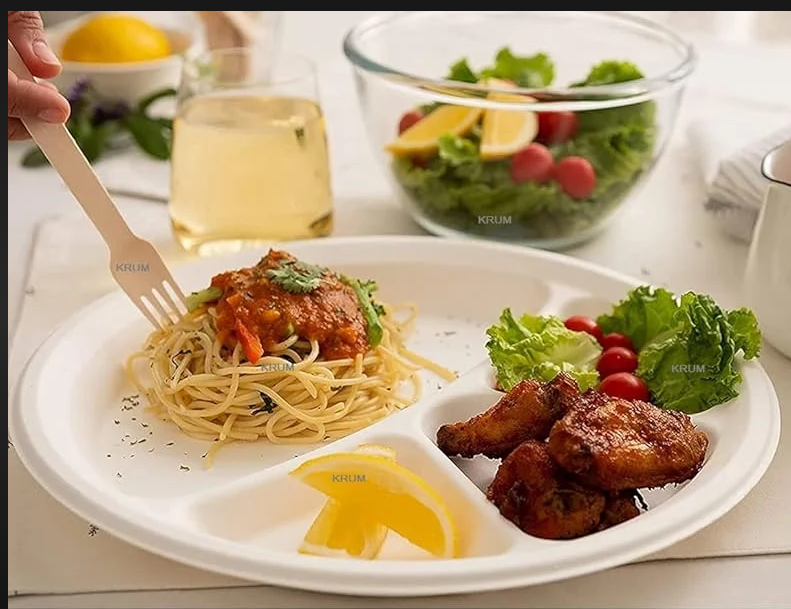 4 Cp Plate - Bagasse Material | Eco-friendly, Disposable Design For Convenient Serving
