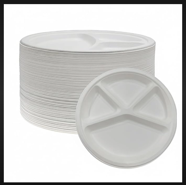 4 Cp Plate - Bagasse Material | Eco-friendly, Disposable Design For Convenient Serving
