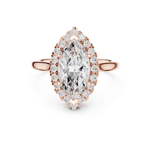 Marquise-Cut Halo Pave Engagement Ring